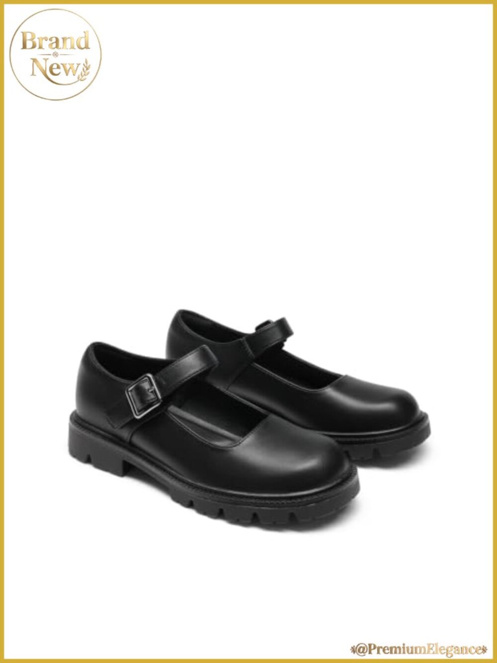 Women's Chunky Mary Jane Flats Faux Leather Platform Buckle Comfort